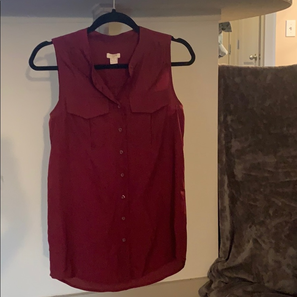 Maroon J.Crew Draped Pocket Tank - Size 0